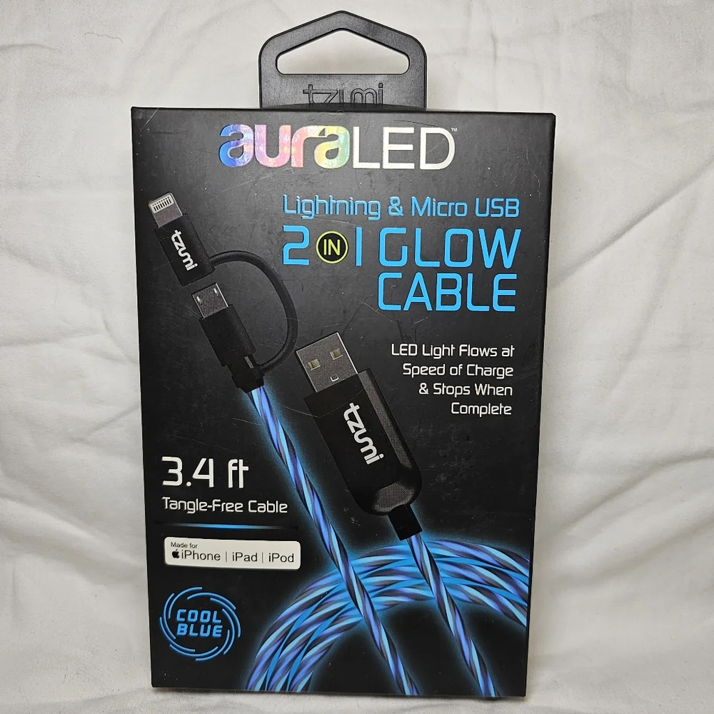 New Tzumi Aura LED 2-in-1 Glow Cable
